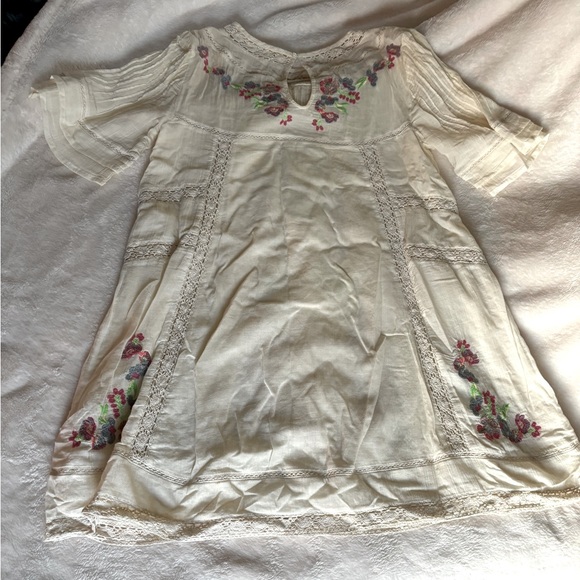 Free People EUC white embroidered lace inset dress size small - Picture 2 of 5